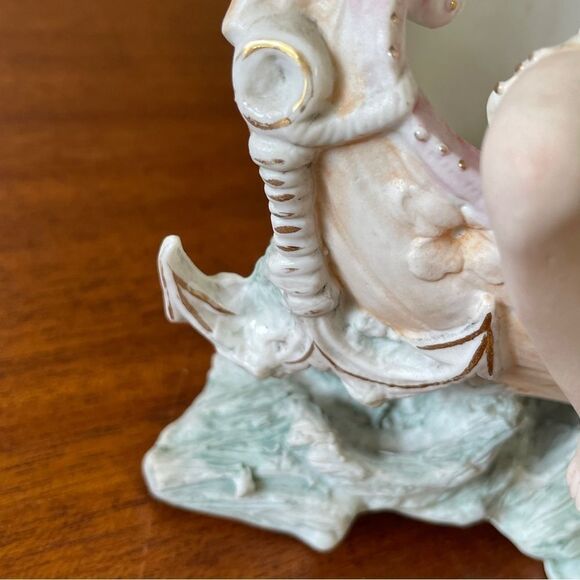 Vintage RARE One of a kind Porcelain Ceramic Goddess on a Ship Decor Art - Picture 16 of 16